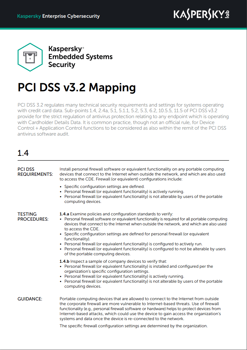 Kaspersky Embedded Systems Security - PCI DSS v3.2-mapping