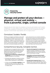 KASPERSKY SECURITY CENTER - DATASHEET