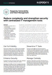 KASPERSKY VULNERABILITY & PATCH MANAGEMENT - DATASHEET